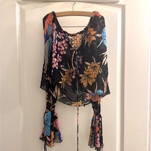 Free peoples mesh floral blouse size XS